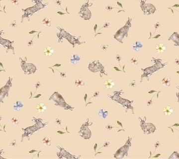 Figo Fabrics-Heavenly Hedgerow-Cream-Rabbits