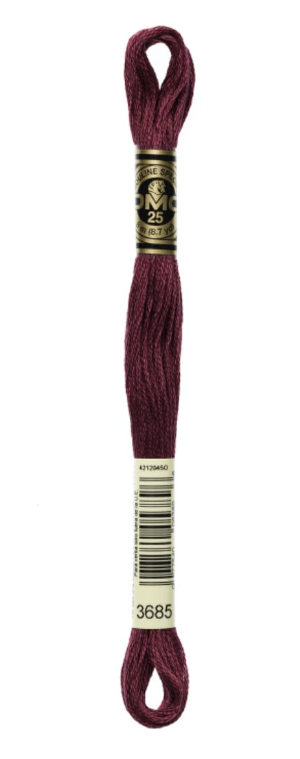 DMC-Six Strand Embroidery Floss-3685-8m/8.7y #3685